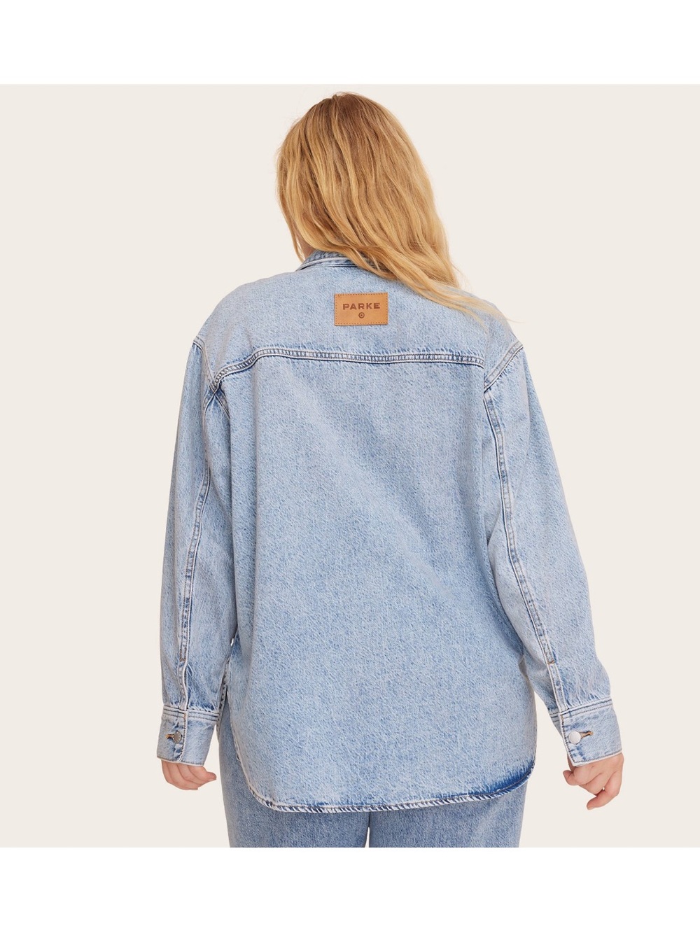 Parke x Target Light Wash Oversized Denim Shacket NWT - Picture 2 of 4